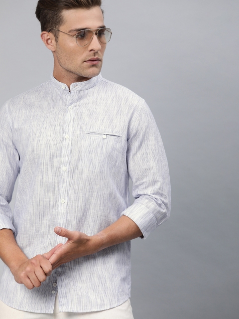 

Louis Philippe Sport Men Blue & Navy Blue Super Slim Fit Striped Casual Shirt