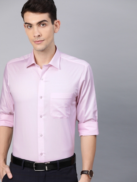 

Louis Philippe Men Pink Slim Fit Self-Checked Formal Shirt