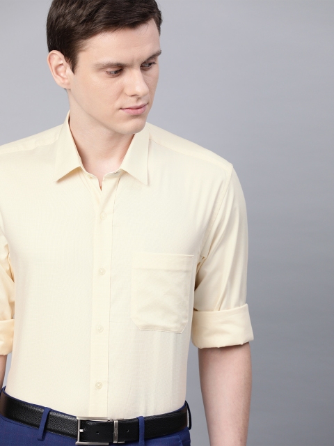 

Louis Philippe Men Beige Slim Fit Self Design Formal Shirt