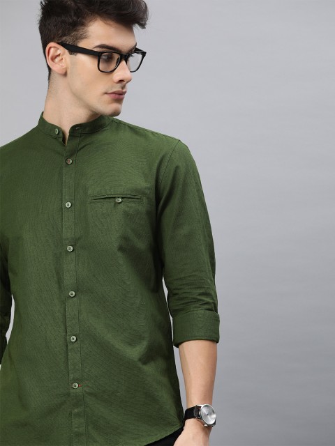 

Louis Philippe Sport Men Olive Green Super Slim Fit Solid Casual Shirt