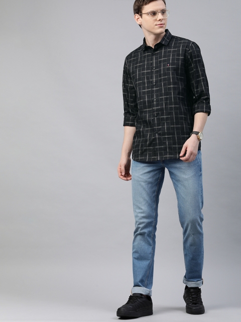 

Louis Philippe Jeans Men Black & White Super Slim Fit Checked Casual Shirt