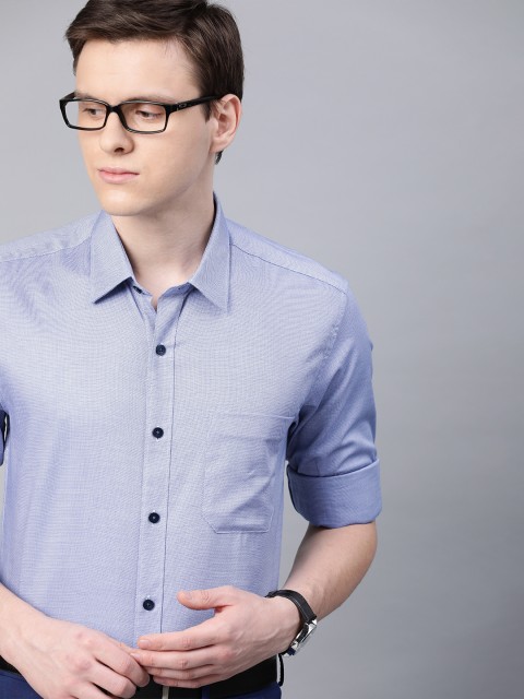 

Louis Philippe Men Blue Slim Fit Self Design Formal Shirt