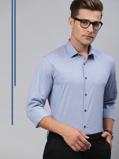 

Louis Philippe Ath.Work Men Blue & Black Super Slim Fit Checked Smart Casual Shirt