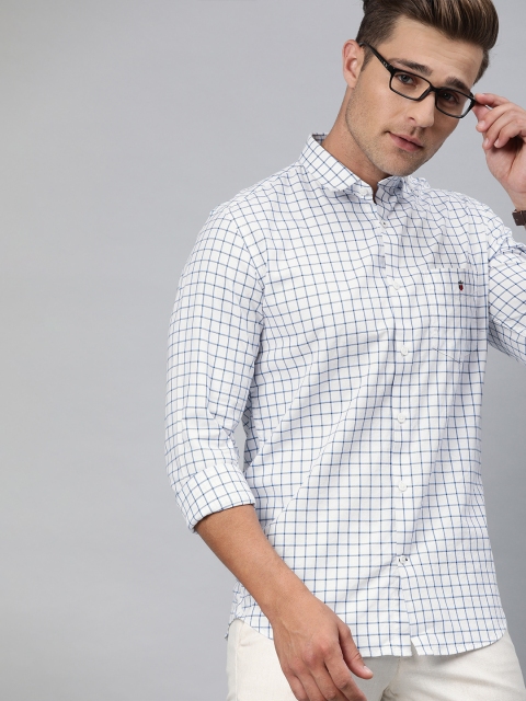 

Louis Philippe Sport Men White & Blue Super Slim Fit Checked Casual Shirt