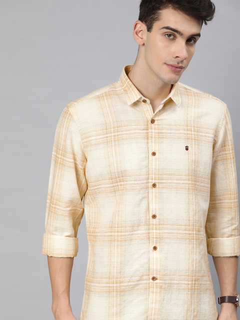 

Louis Philippe Sport Men Beige & Yellow Slim Fit Checked Casual Shirt