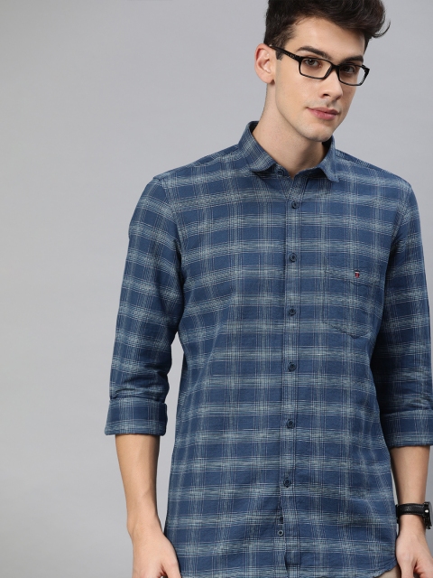 

Louis Philippe Sport Men Navy Blue & White Super Slim Fit Checked Casual Shirt