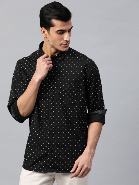 

Louis Philippe Jeans Men Black & White Super Slim Fit Printed Casual Shirt