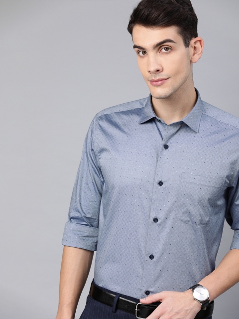 

Louis Philippe Men Blue & White Slim Fit Self Design Formal Shirt
