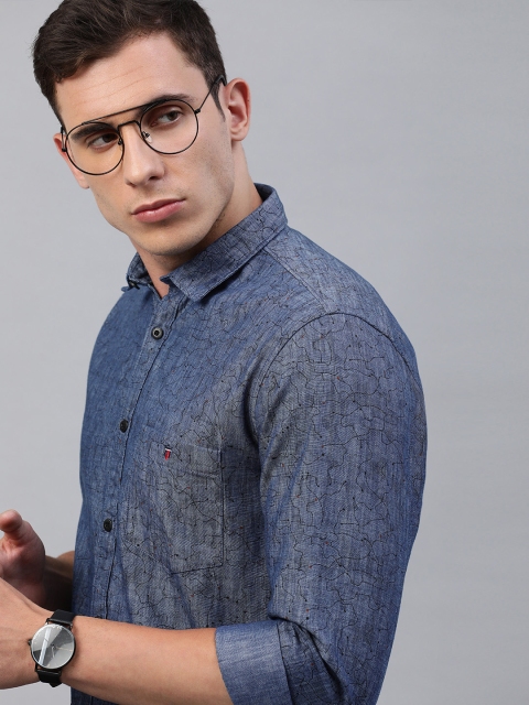 

Louis Philippe Jeans Men Blue Super Slim Fit Printed Casual Shirt
