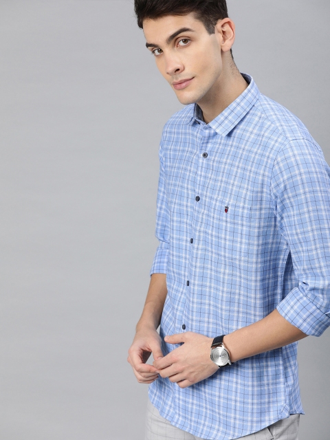

Louis Philippe Sport Men Blue & White Super Slim Fit Checked Casual Shirt