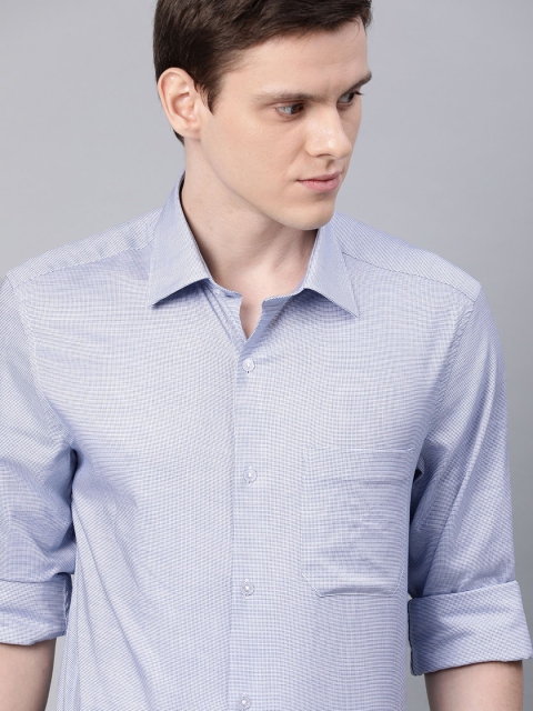 

Louis Philippe Men Blue & White Regular Fit Self Design Formal Shirt