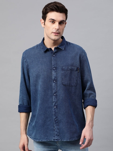 

Louis Philippe Jeans Men Navy Blue Super Slim Fit Self Checked Casual Shirt