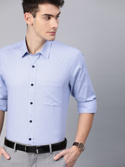 

Louis Philippe Men Blue & White Slim Fit Self Design Formal Shirt