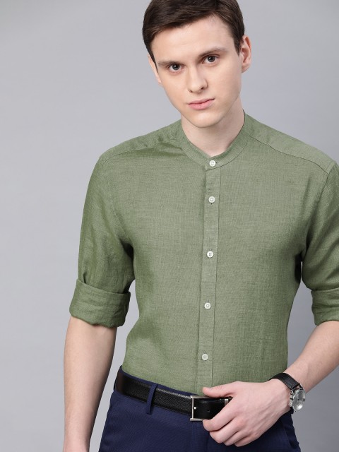 

Louis Philippe Men Olive Green Slim Fit Solid Formal Shirt