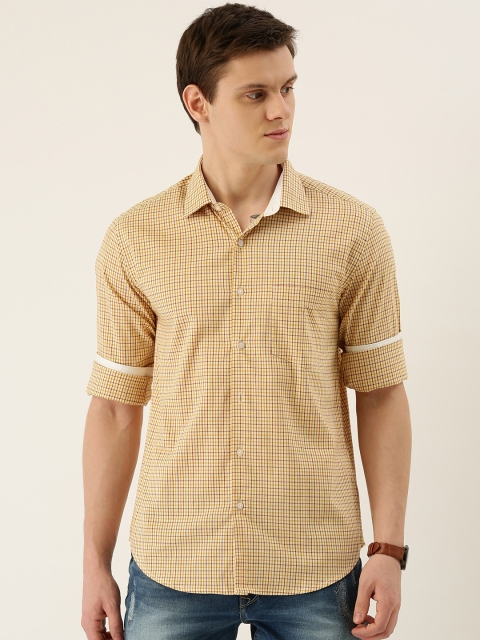 

IVOC Men Yellow & Maroon Slim Fit Checked Formal Shirt