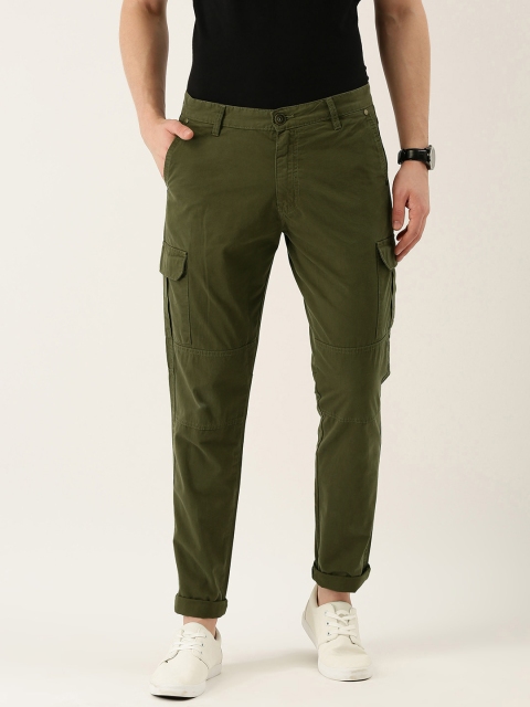

IVOC Men Olive Green Slim Fit Solid Cargos