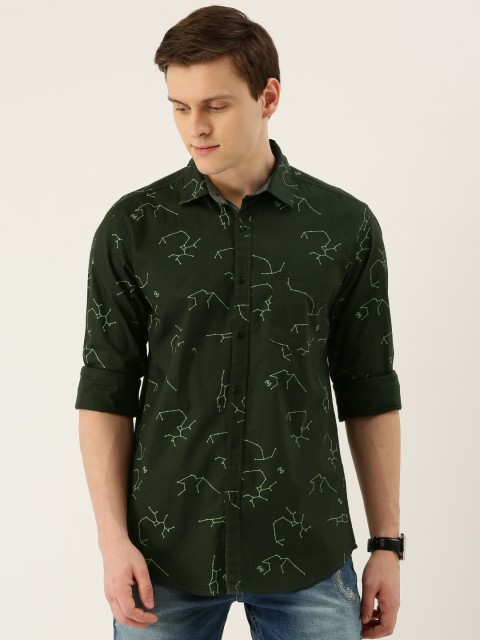 

IVOC Men Green Slim Fit Printed Casual Shirt