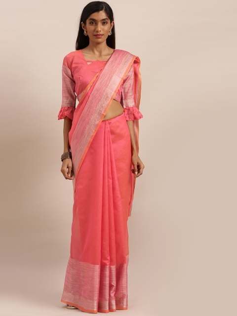 

KALINI Coral Polycotton Solid Mysore Silk Saree
