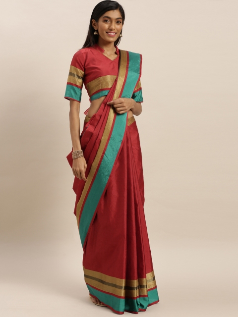 

KALINI Red Polycotton Solid Mysore Silk Saree