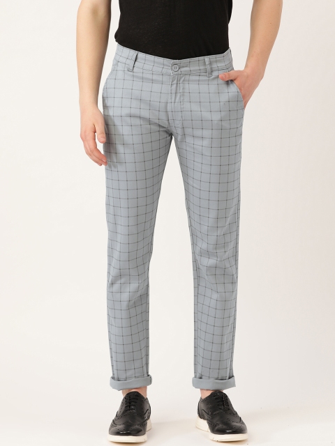 

Hancock Men Grey Slim Fit Checked Regular Trousers