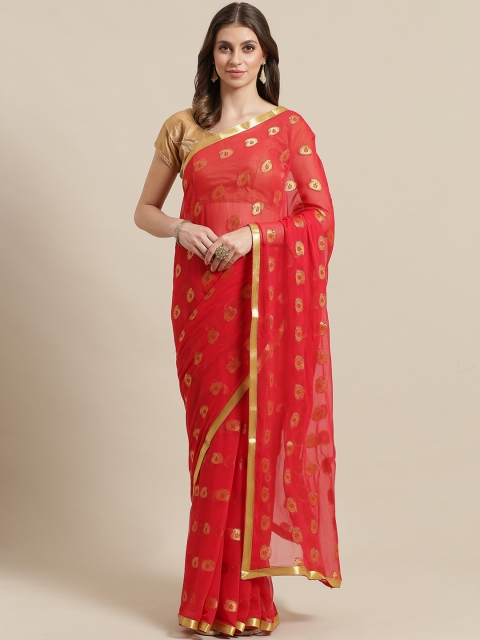 

KALINI Red & Golde Woven Design Saree