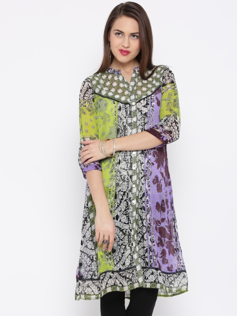 

Rain & Rainbow Multicoloured Printed Polyester Kurta, Multi