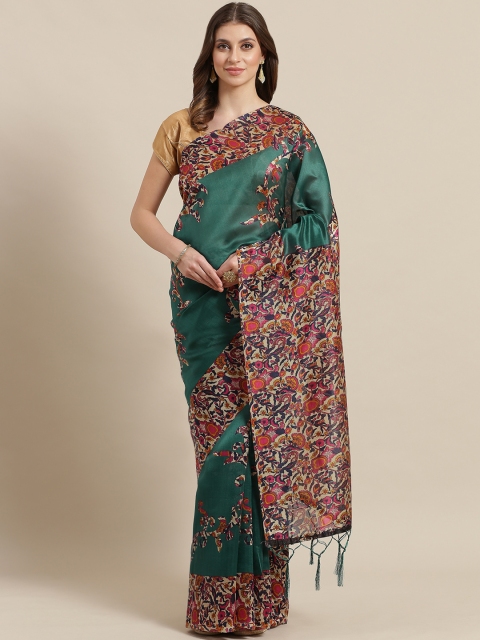 

KALINI Green & Pink Printed Mysore Silk Saree