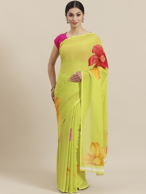 

KALINI Lime Green & Red Printed Saree