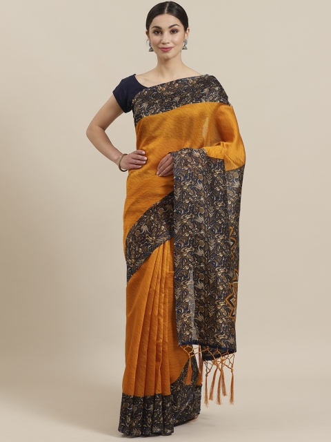 

KALINI Mustard Brown Printed Mysore Silk Saree