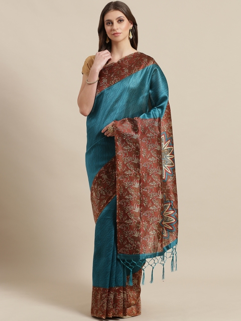

KALINI Teal Blue Printed Mysore Silk Saree