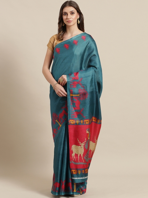 

KALINI Blue Solid Mysore Silk Saree