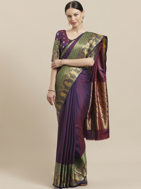 

Saree mall Purple & Golden Woven Design Banarasi Saree