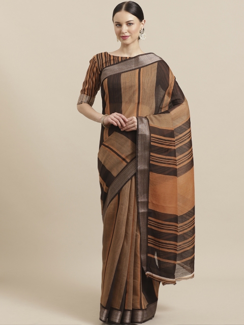 

Saree mall Brown & Black Striped Saree