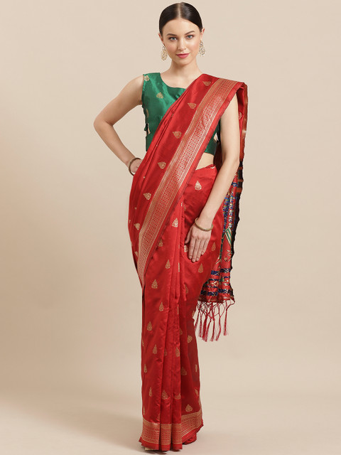

Saree mall Red & Golden Woven Design Banarasi Saree
