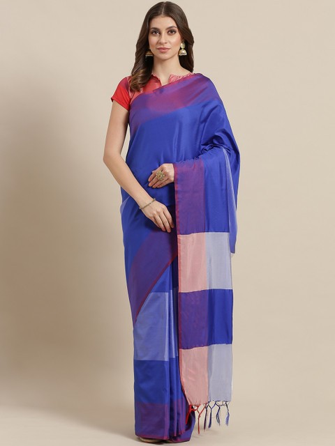 

Saree mall Blue Colourblocked Maheshwari Saree