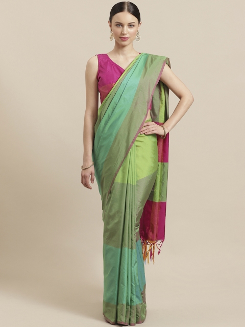 

Saree mall Green Colourblocked Maheshwari Saree