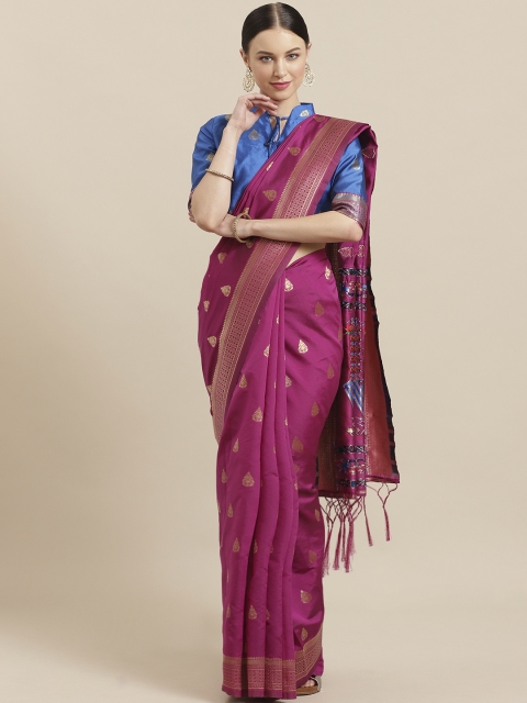 

Saree mall Magenta & Golden Woven Design Banarasi Saree