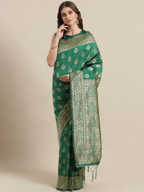 

Saree mall Green & Golden Woven Design Banarasi Saree