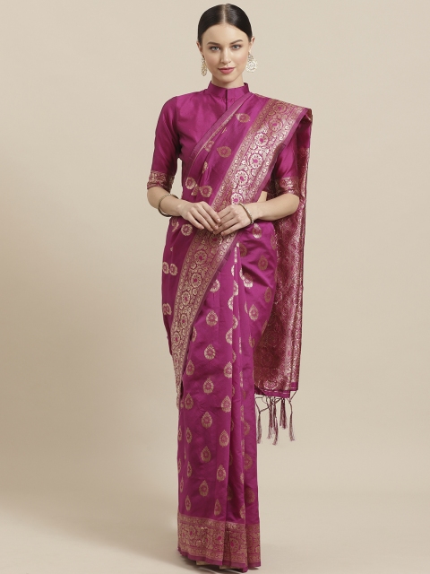 

Saree mall Magenta & Golden Woven Design Banarasi Saree