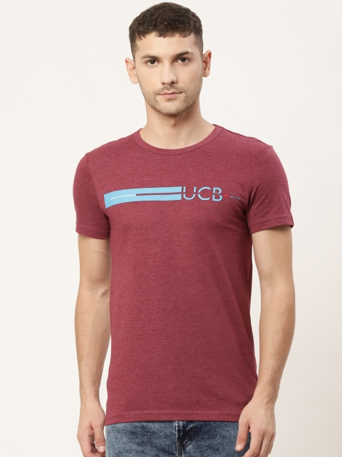 

United Colors of Benetton Maroon & Blue Brand Logo Print T-Shirt