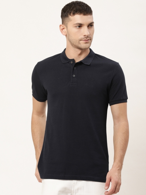 United Colors of Benetton Navy Blue Solid Polo Collar T-Shirt