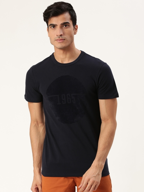 

United Colors of Benetton Men Navy Blue Printed Round Neck T-shirt