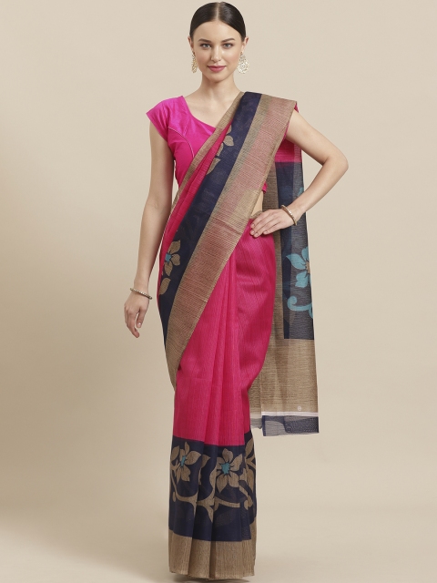 

KALINI Pink & Navy Blue Printed Detail Saree