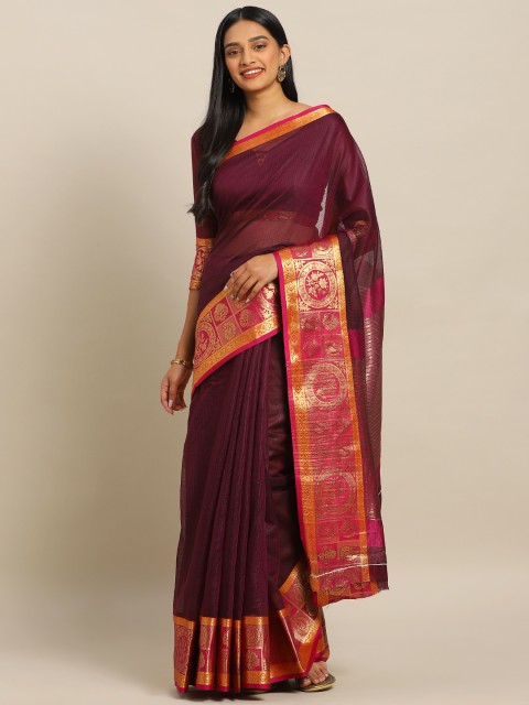 

KALINI Magenta Polycotton Woven Design Kota Saree