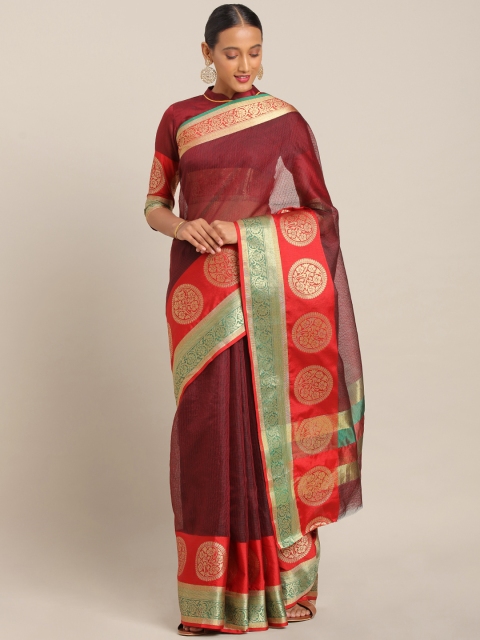 

KALINI Magenta & Red Polycotton Woven Design Kota Saree