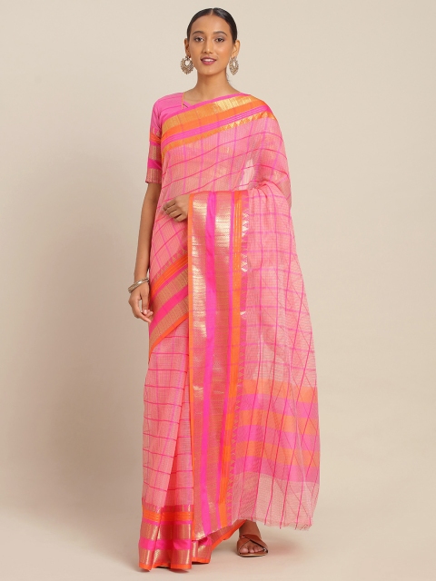 

KALINI Pink Polycotton Woven Design Kota Saree