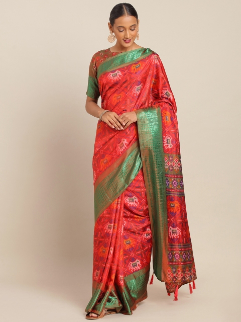 

KALINI Red Silk Cotton Printed Patola Saree