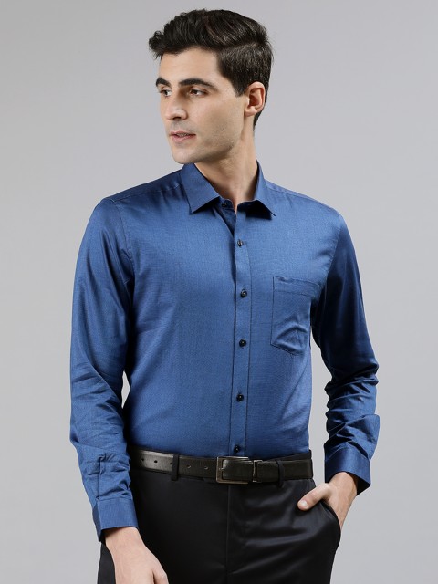 

Turtle Men Navy Blue Slim Fit Textured Formal Shirt