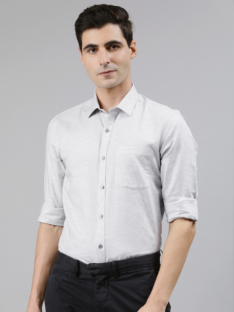 

Turtle Men Grey Melange Slim Fit Textured Formal Shirt