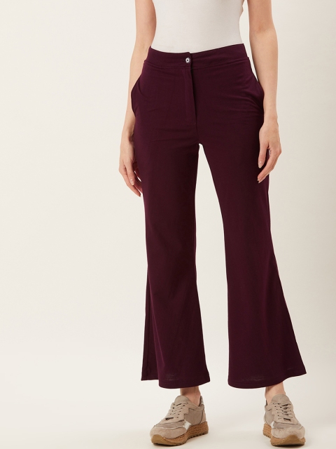 

Alsace Lorraine Paris Women Aubergine Flared Solid Bootcut Trousers, Purple